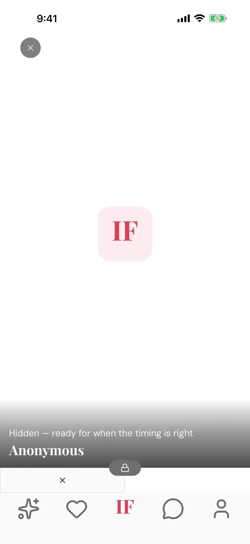 A received IF in the IF app, with the sender's name and message still hidden.
